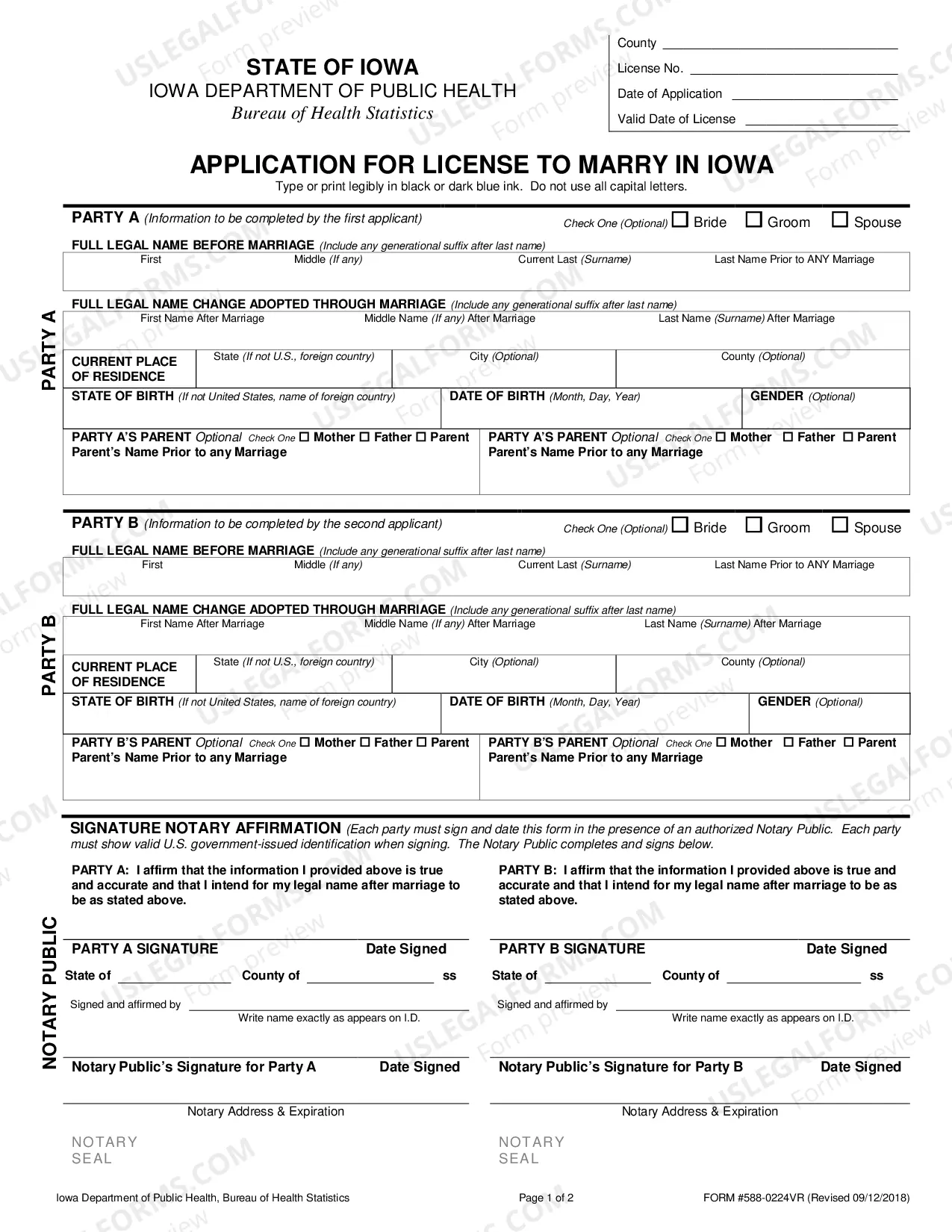 Preview Marriage Application Form