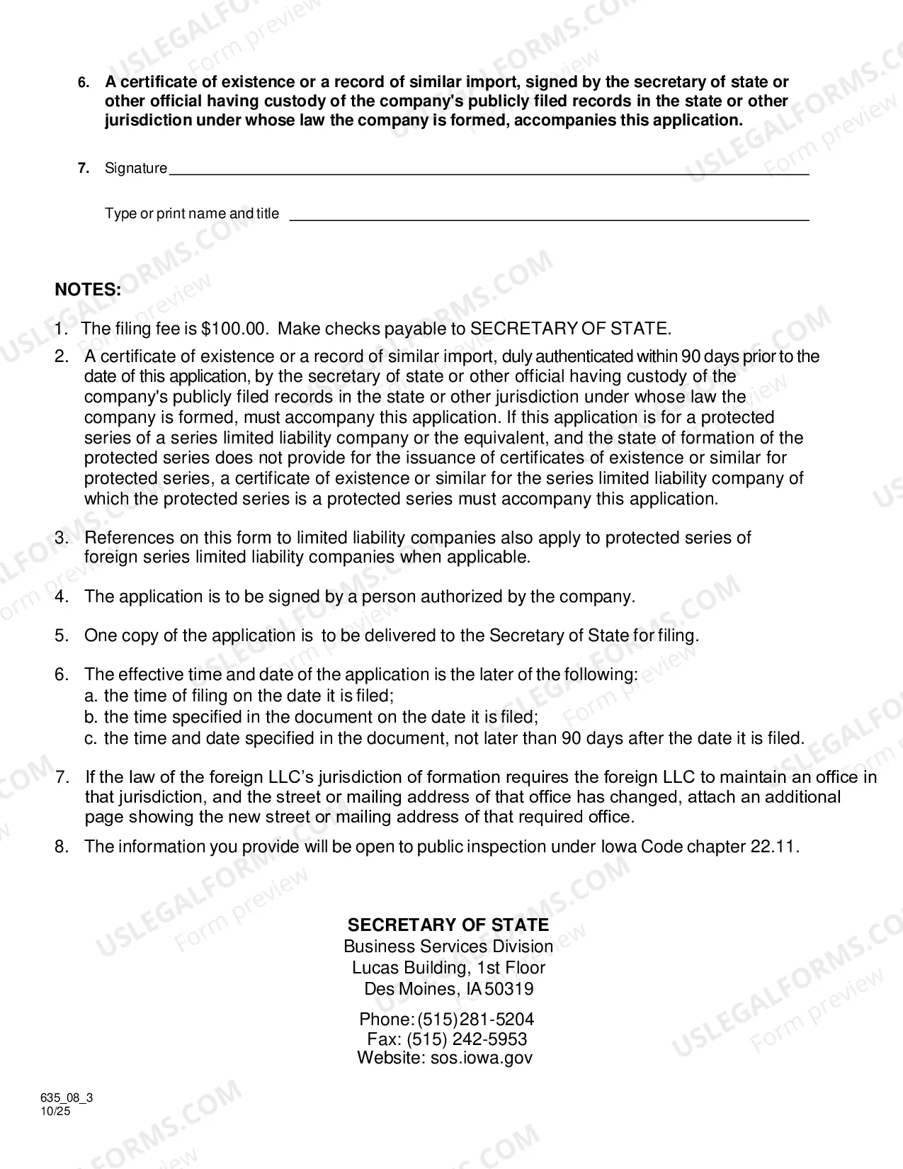 Preview Application for Amended Certificate of Authority