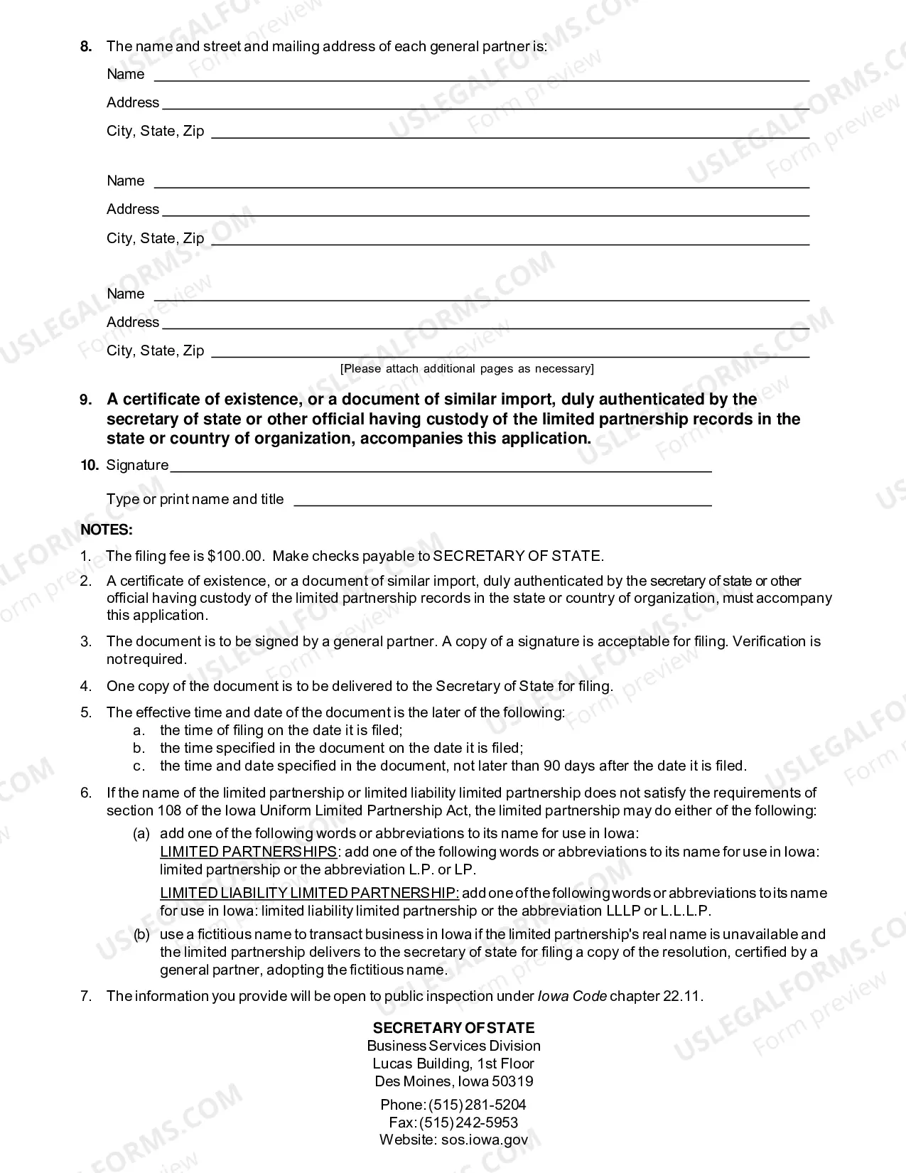 Preview Application For Amended Certificate of Authority
