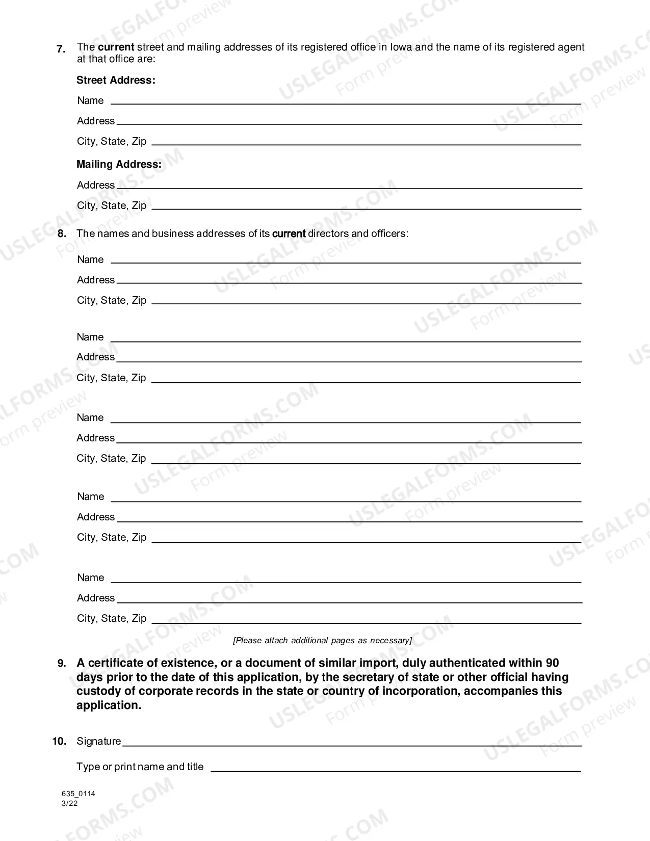Preview Application For Amended Certificate Of Authority
