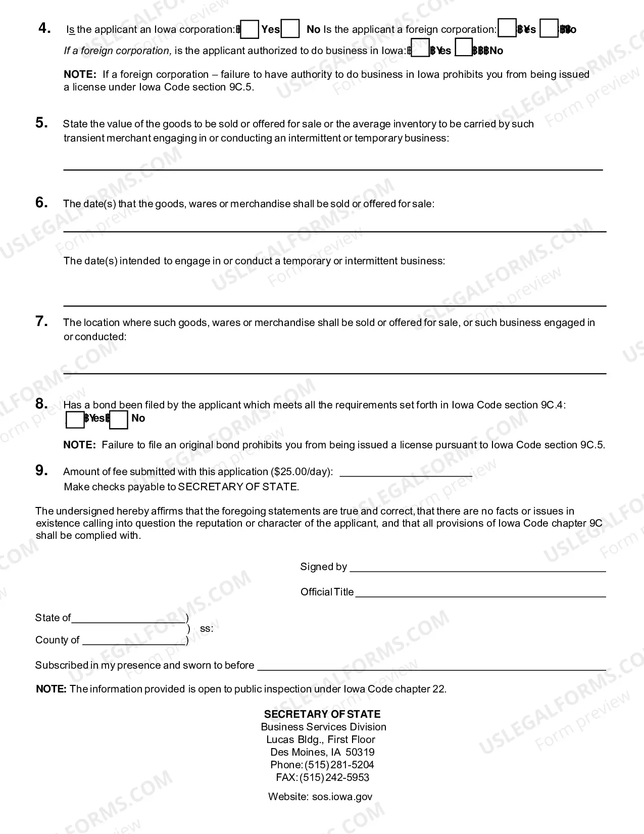 Preview Application for Transient Merchant
