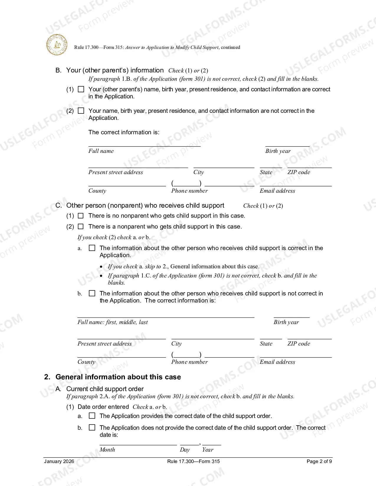 Preview Answer To Application To Modify Child Support
