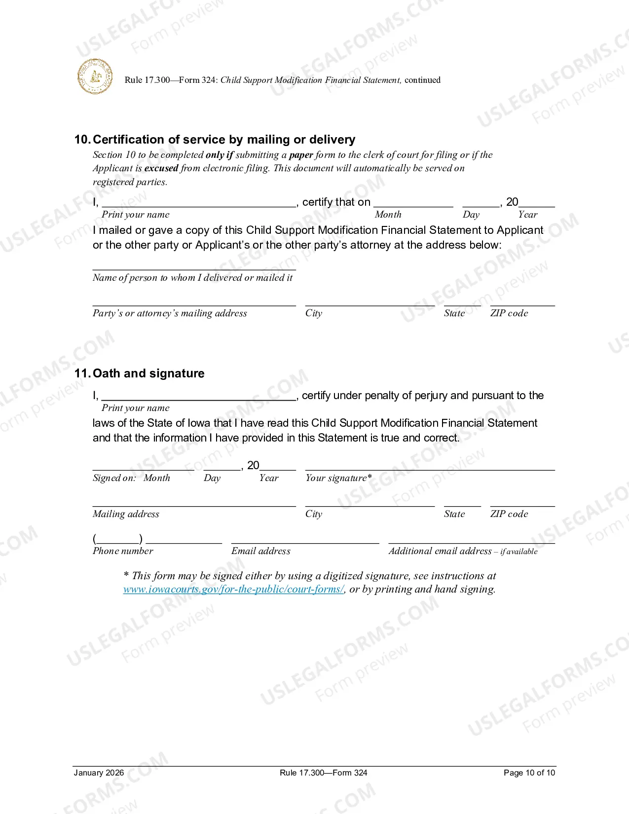 Preview Child SUpport Modification Financial Statement