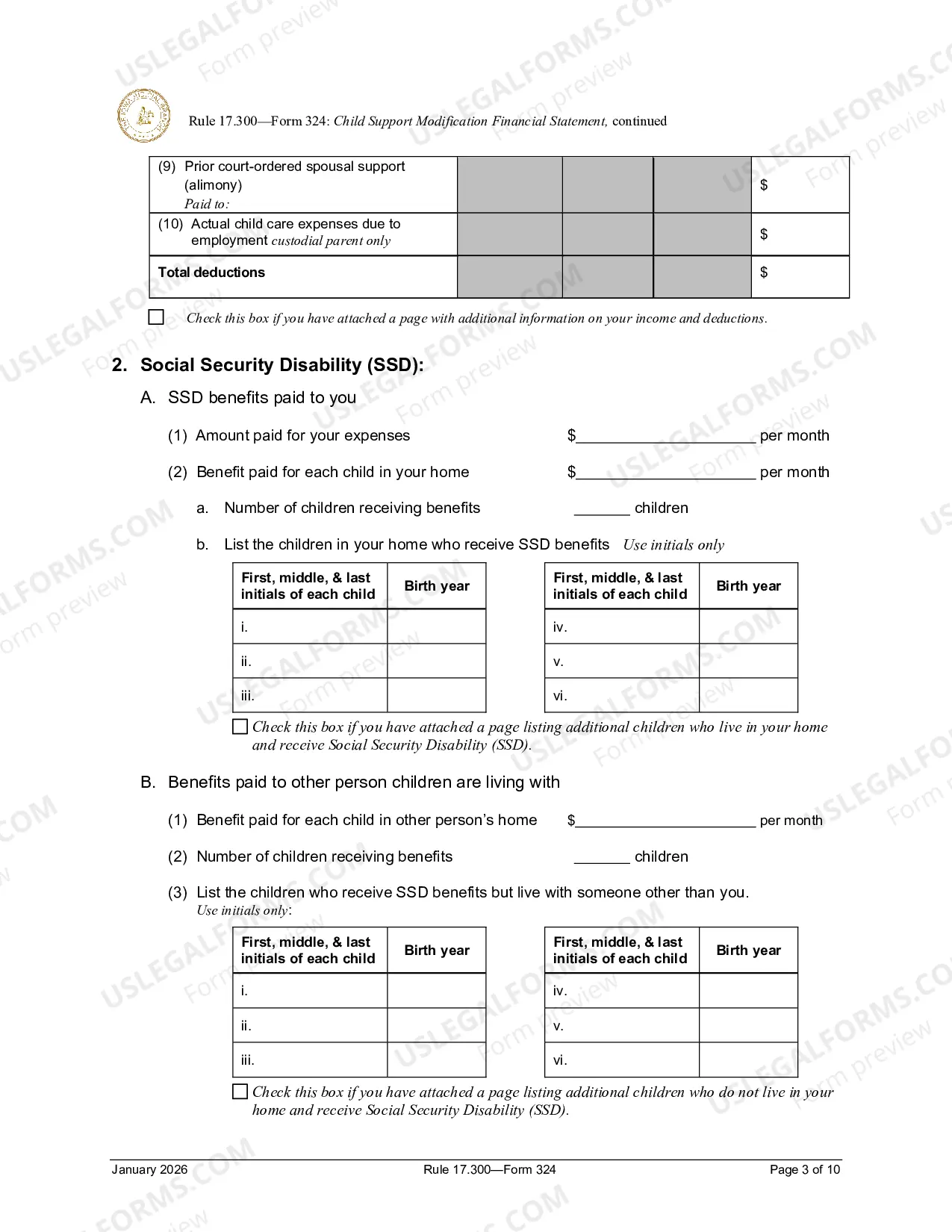 Preview Child SUpport Modification Financial Statement