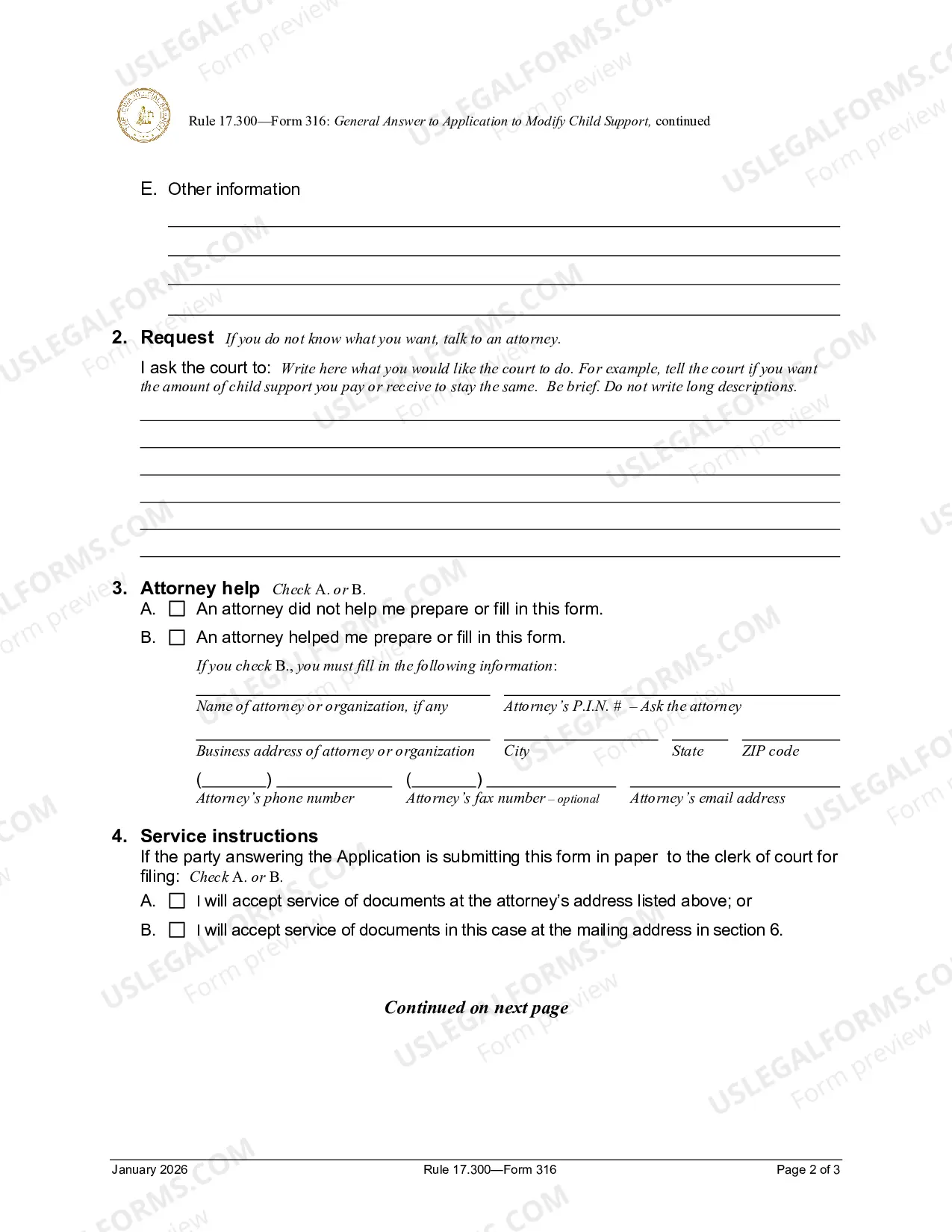 Preview General Answer To Application To Modify Child Support