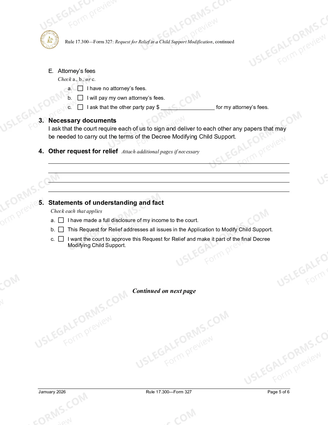 Preview Request For Relief In Child Support Modification