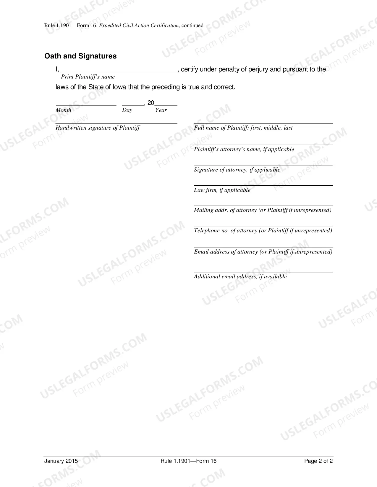 Preview Expedited Civil Action Certfication