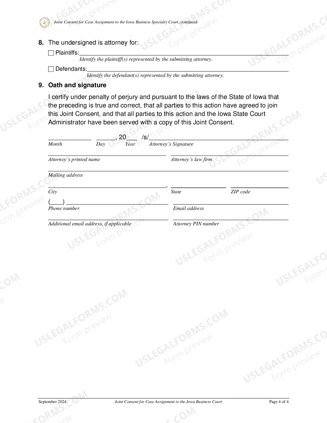 Preview Joint Consent For Case Assignment To Business Court