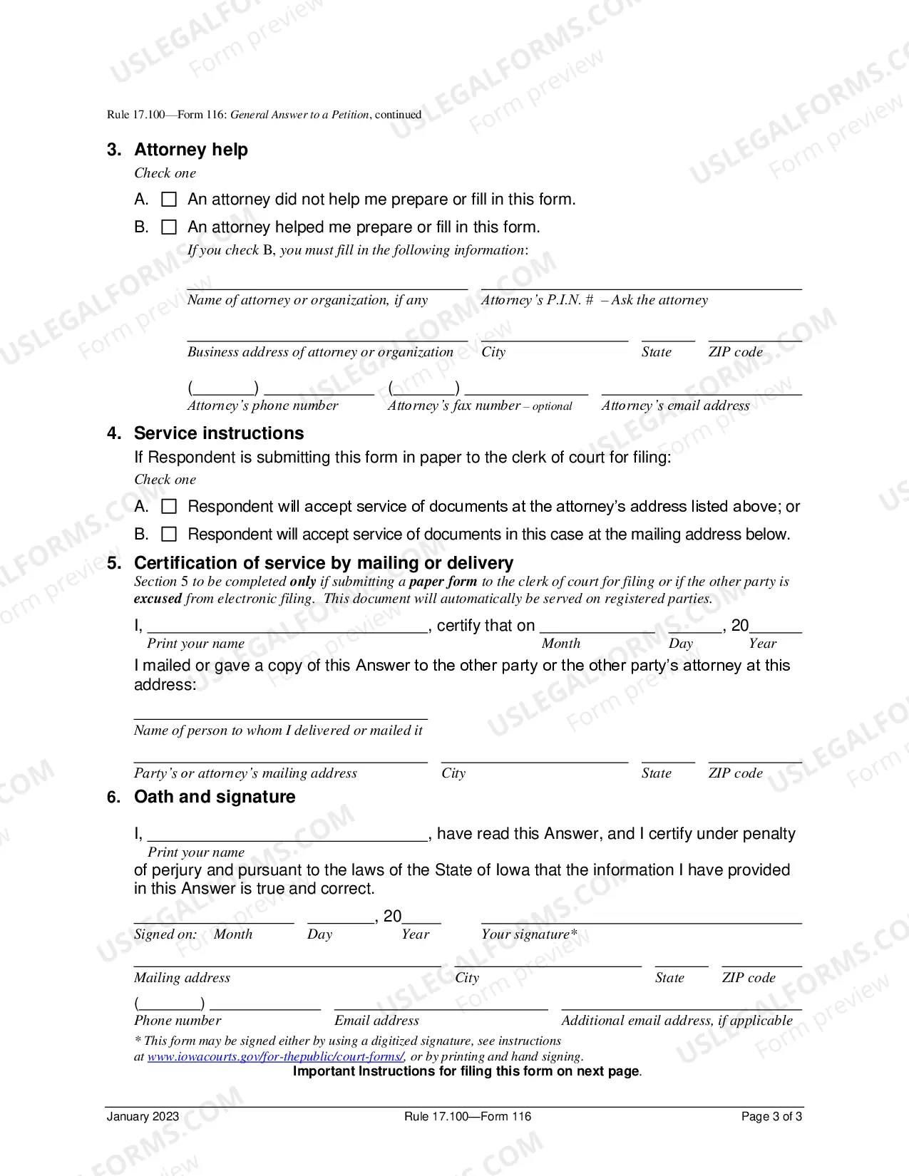 Preview General Answer To A Petition