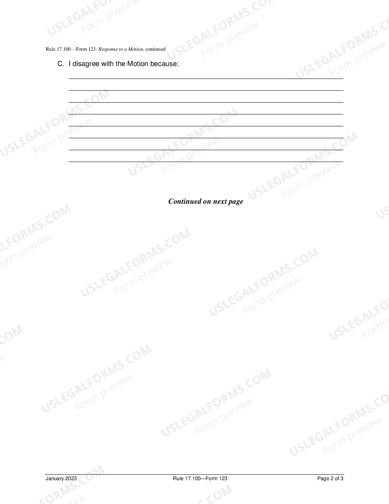 Preview Response To A Motion
