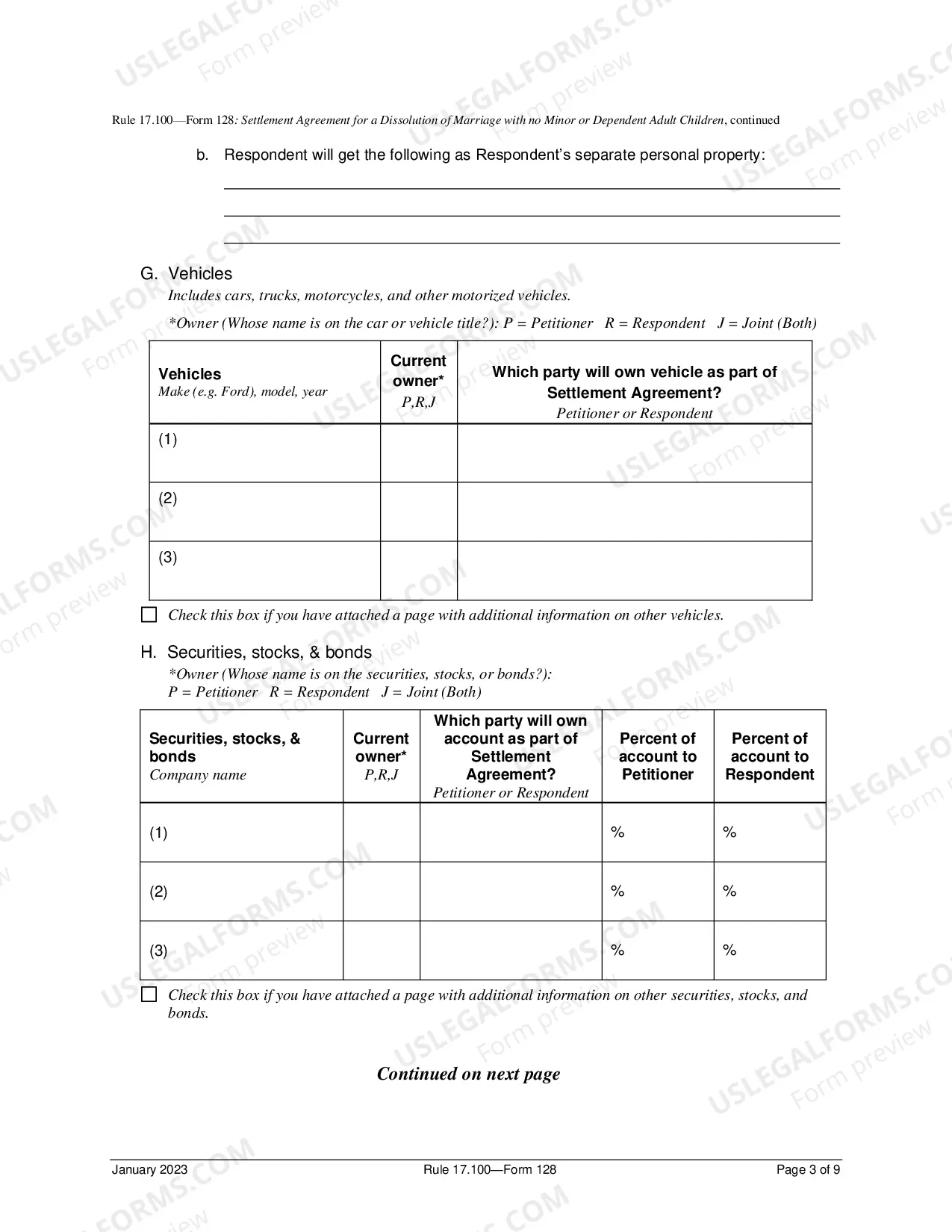 Preview Settlement Agreement For Dissolution of Marriage No Minor Or Dependent Adult Children