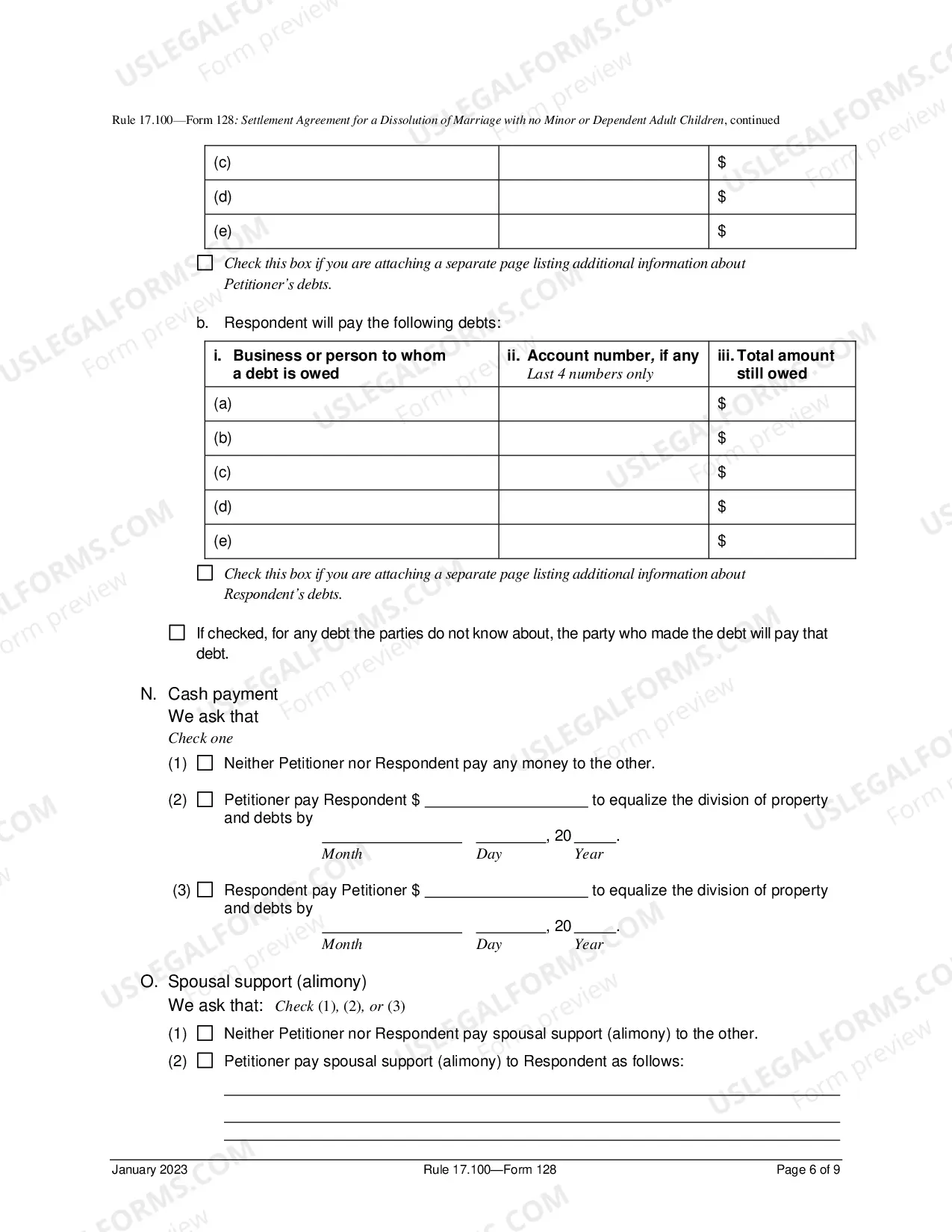 Preview Settlement Agreement For Dissolution of Marriage No Minor Or Dependent Adult Children