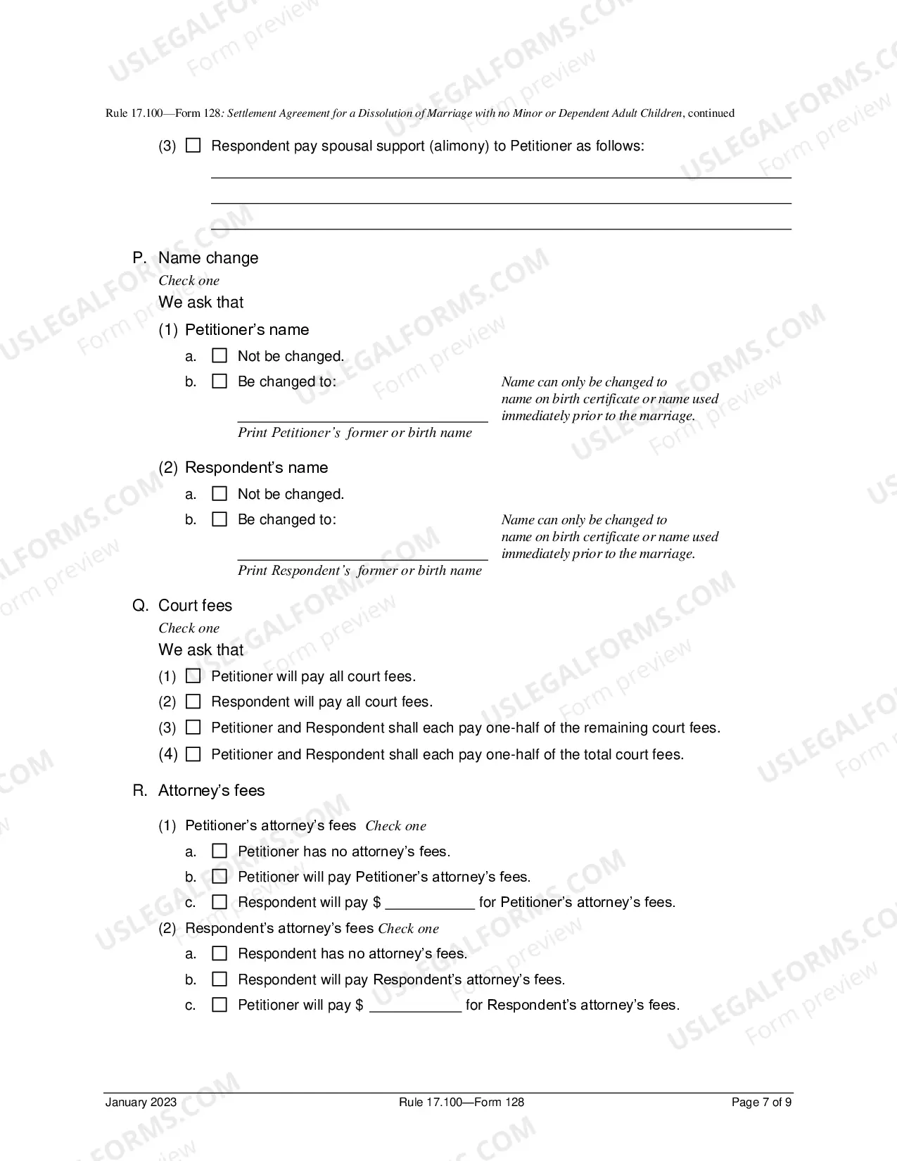 Preview Settlement Agreement For Dissolution of Marriage No Minor Or Dependent Adult Children