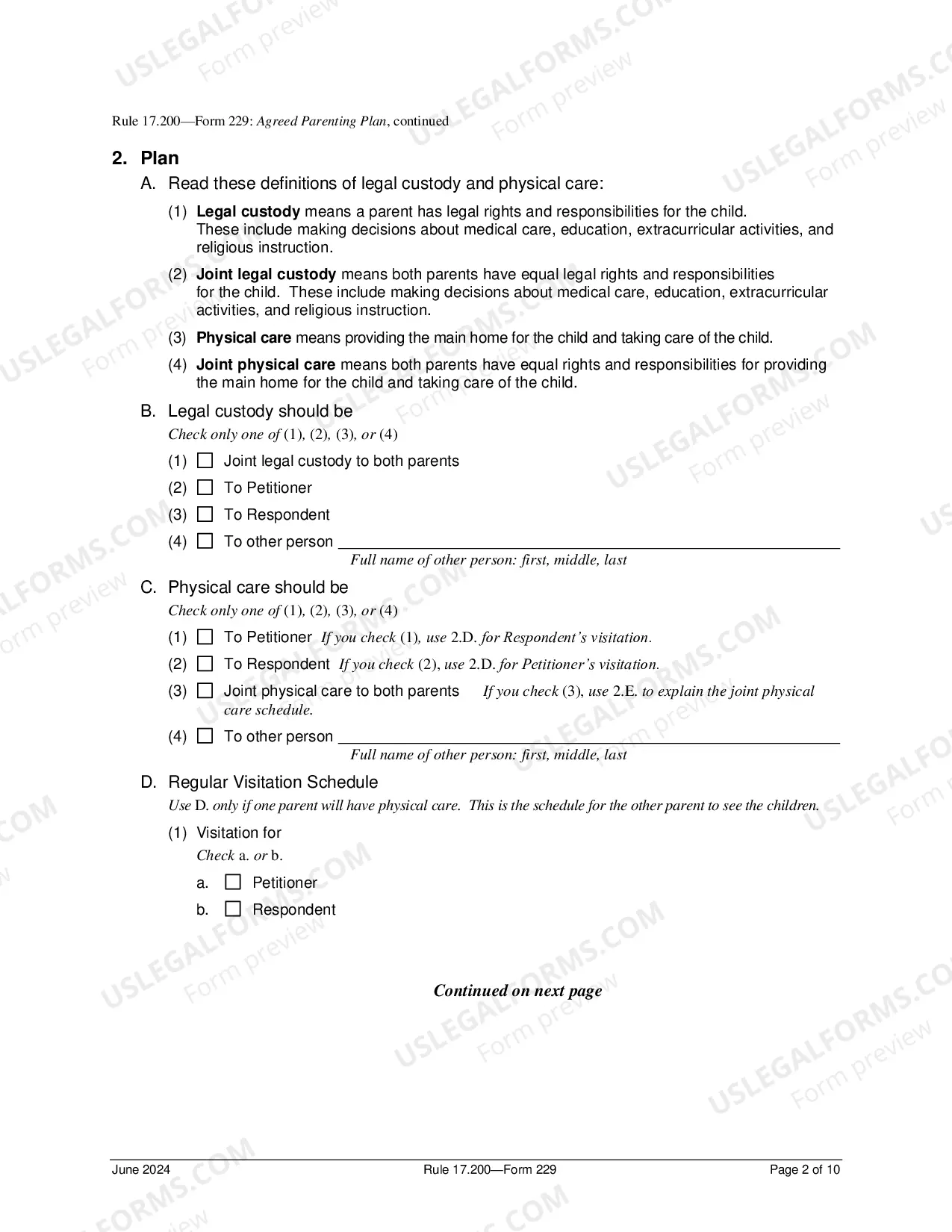Preview Agreed Parenting Plan