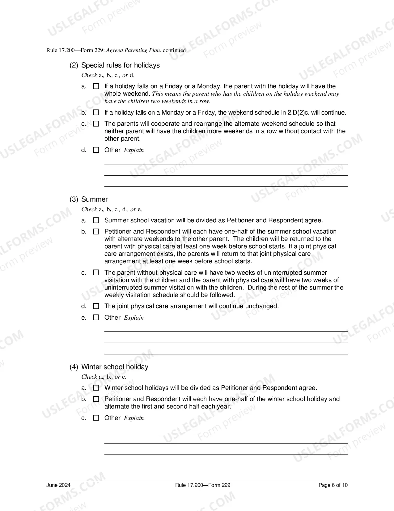 Preview Agreed Parenting Plan
