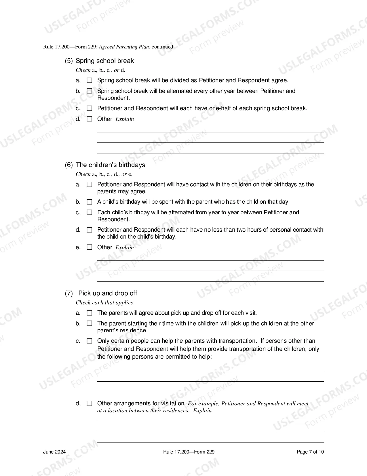 Preview Agreed Parenting Plan