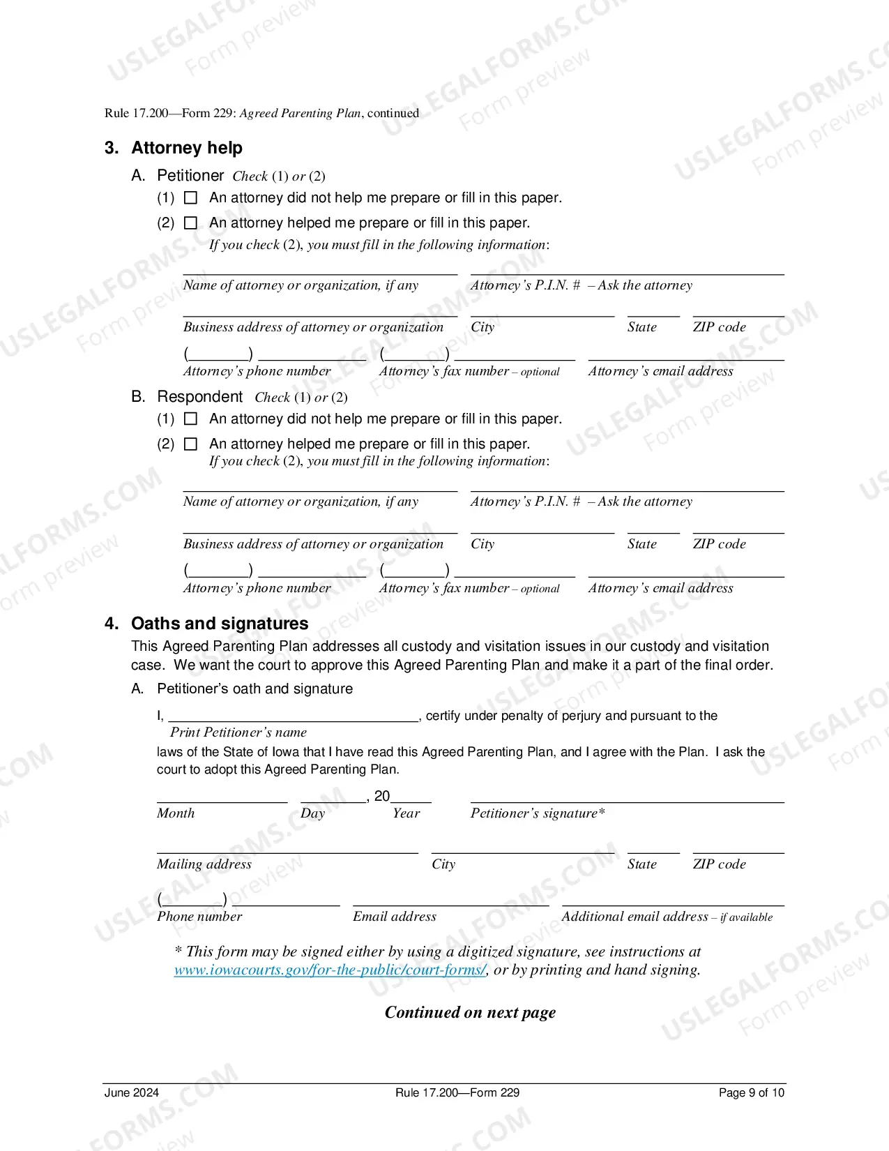 Preview Agreed Parenting Plan