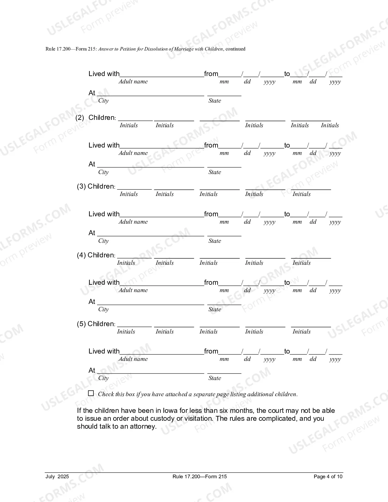 Preview Answer To Petition For Dissolution of Marriage With Children