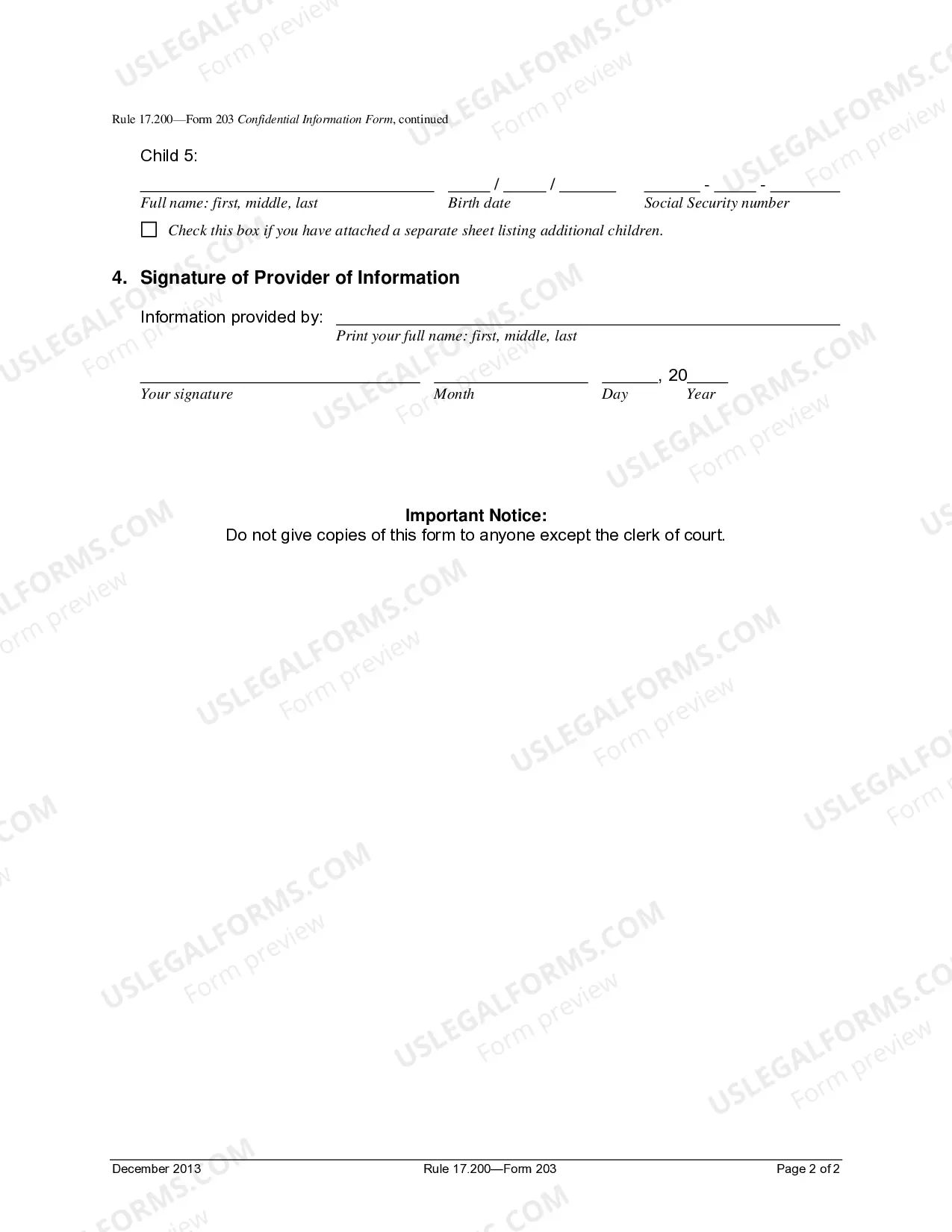Preview Confidential Information Form