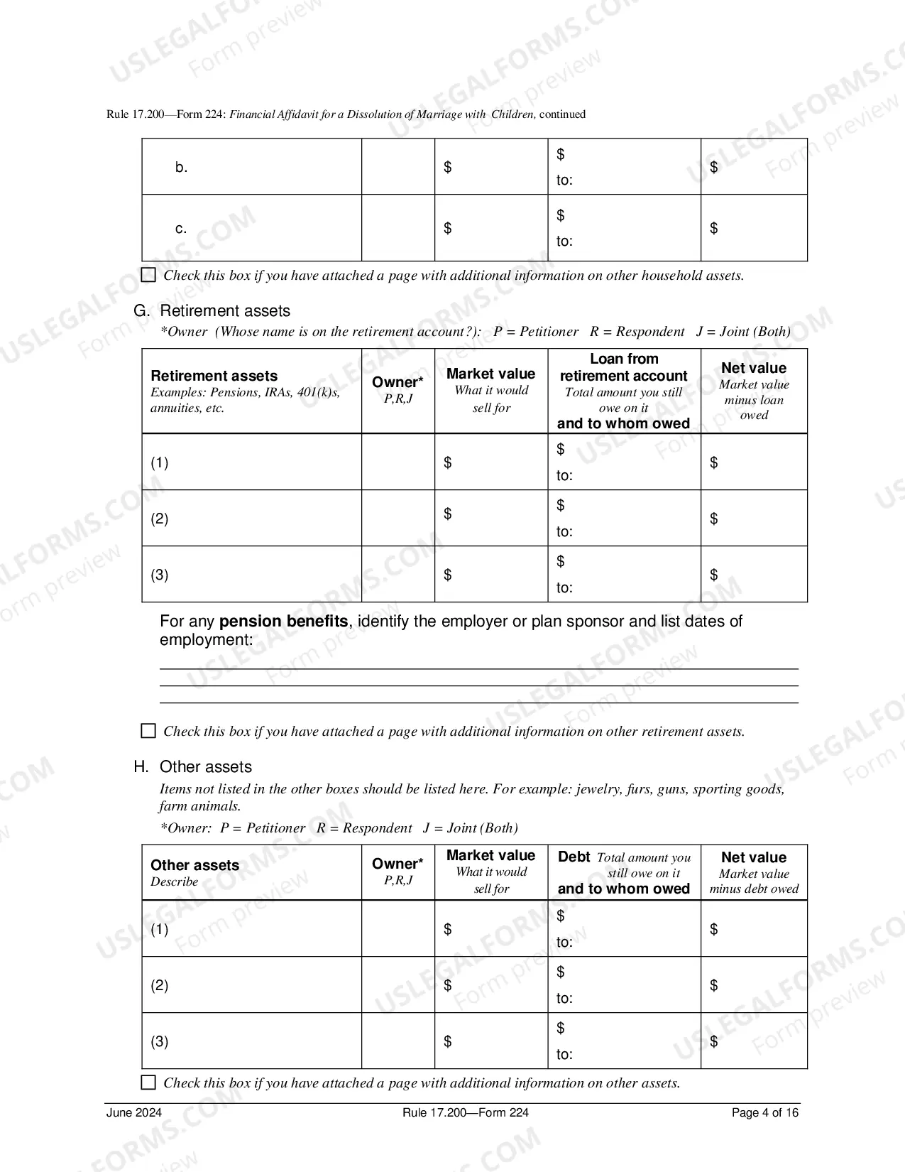 Preview Financial Affidavit For Dissolution of Marriage With Children
