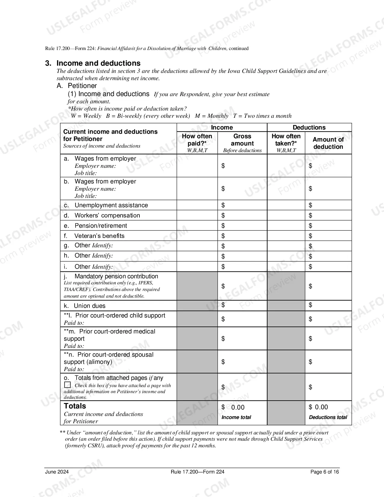 Preview Financial Affidavit For Dissolution of Marriage With Children