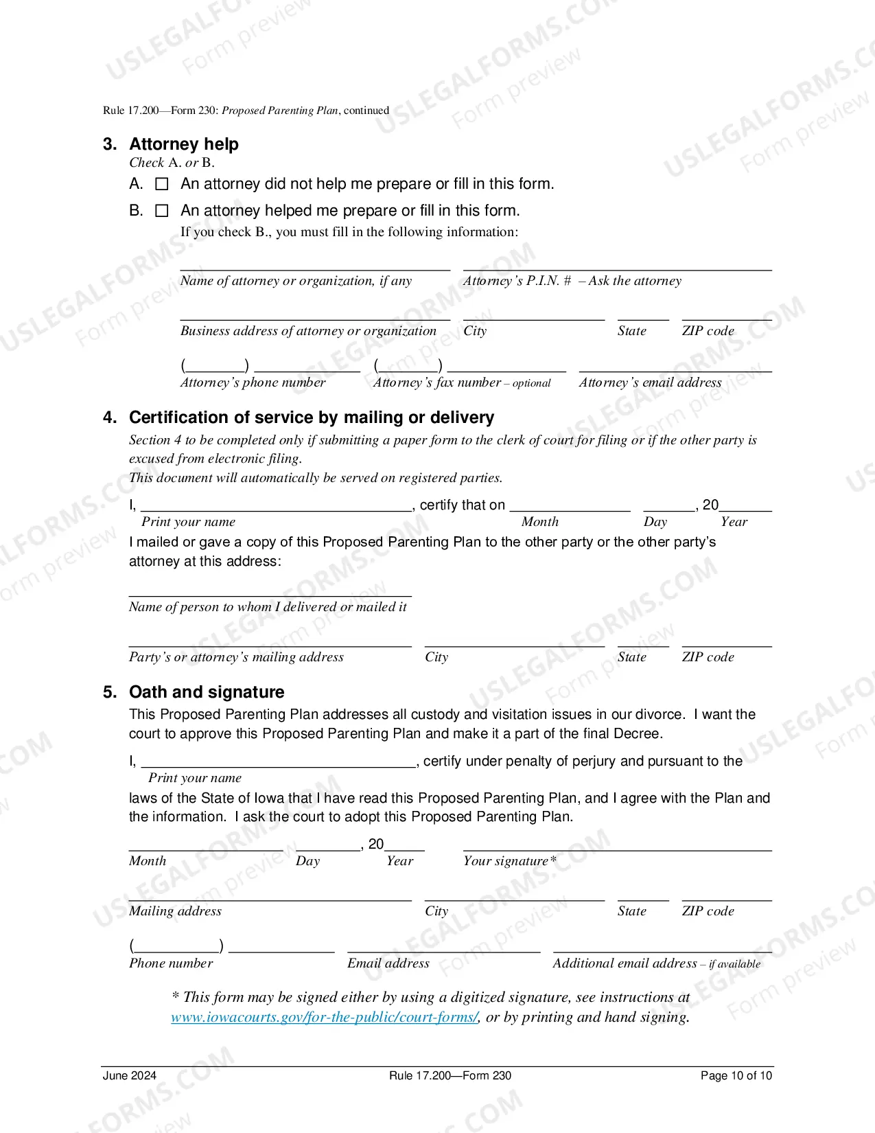 Preview Proposed Parenting Plan