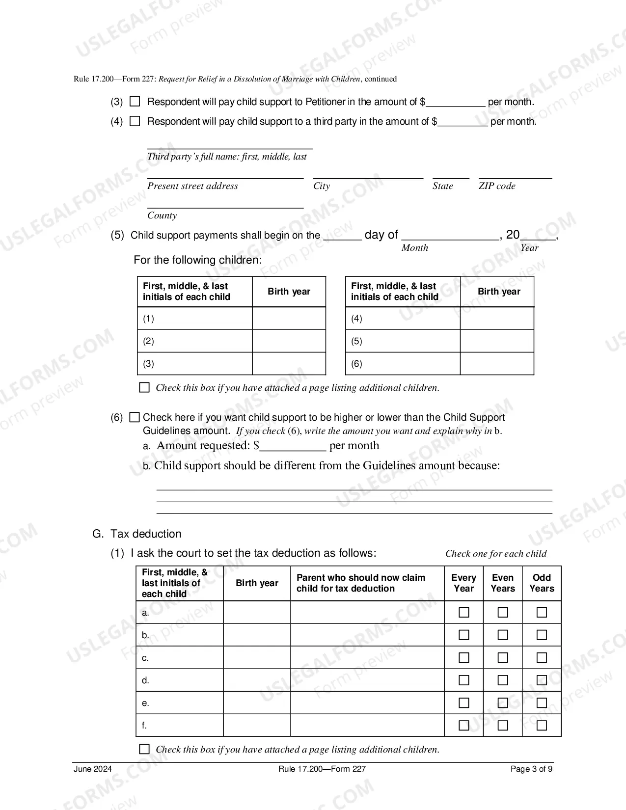 Preview Request For Relief In Dissolution of Marriage With Children