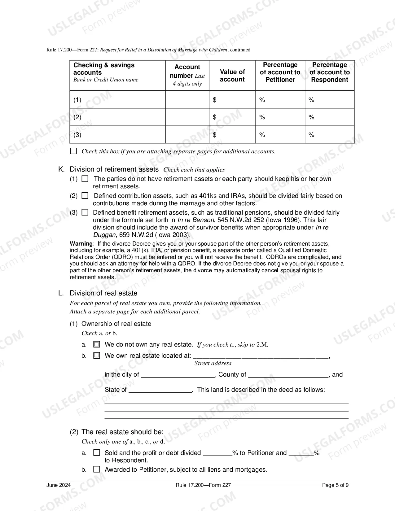 Preview Request For Relief In Dissolution of Marriage With Children