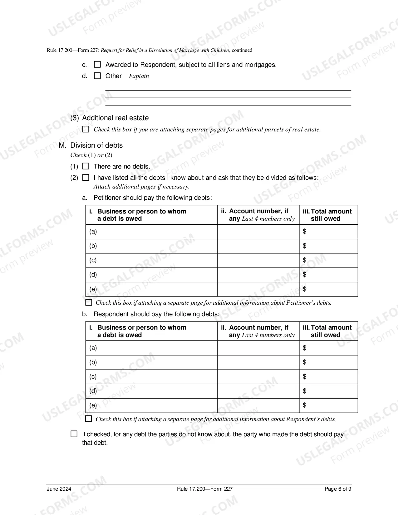 Preview Request For Relief In Dissolution of Marriage With Children