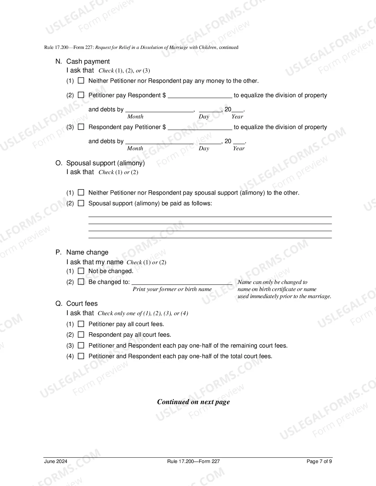 Preview Request For Relief In Dissolution of Marriage With Children