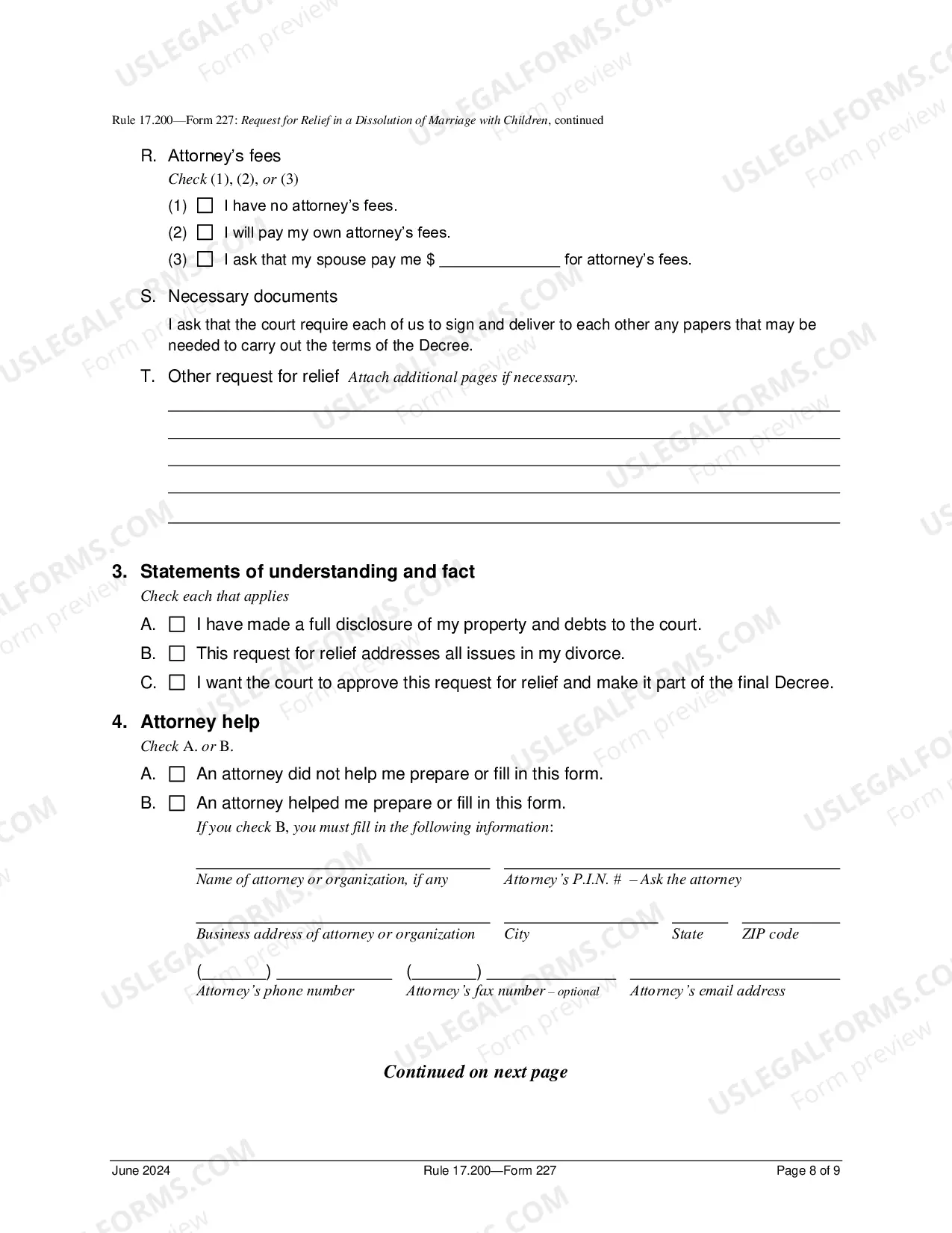 Preview Request For Relief In Dissolution of Marriage With Children