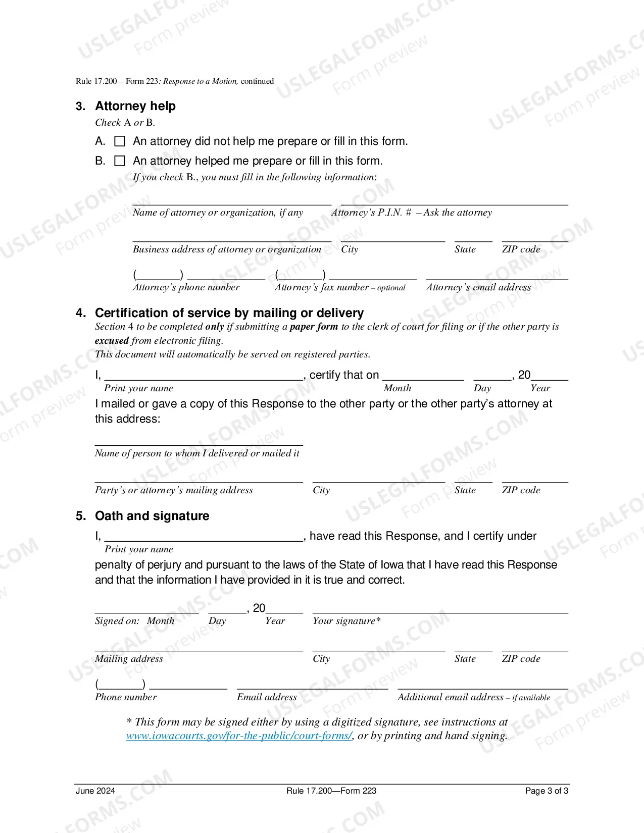 Preview Response To A Motion
