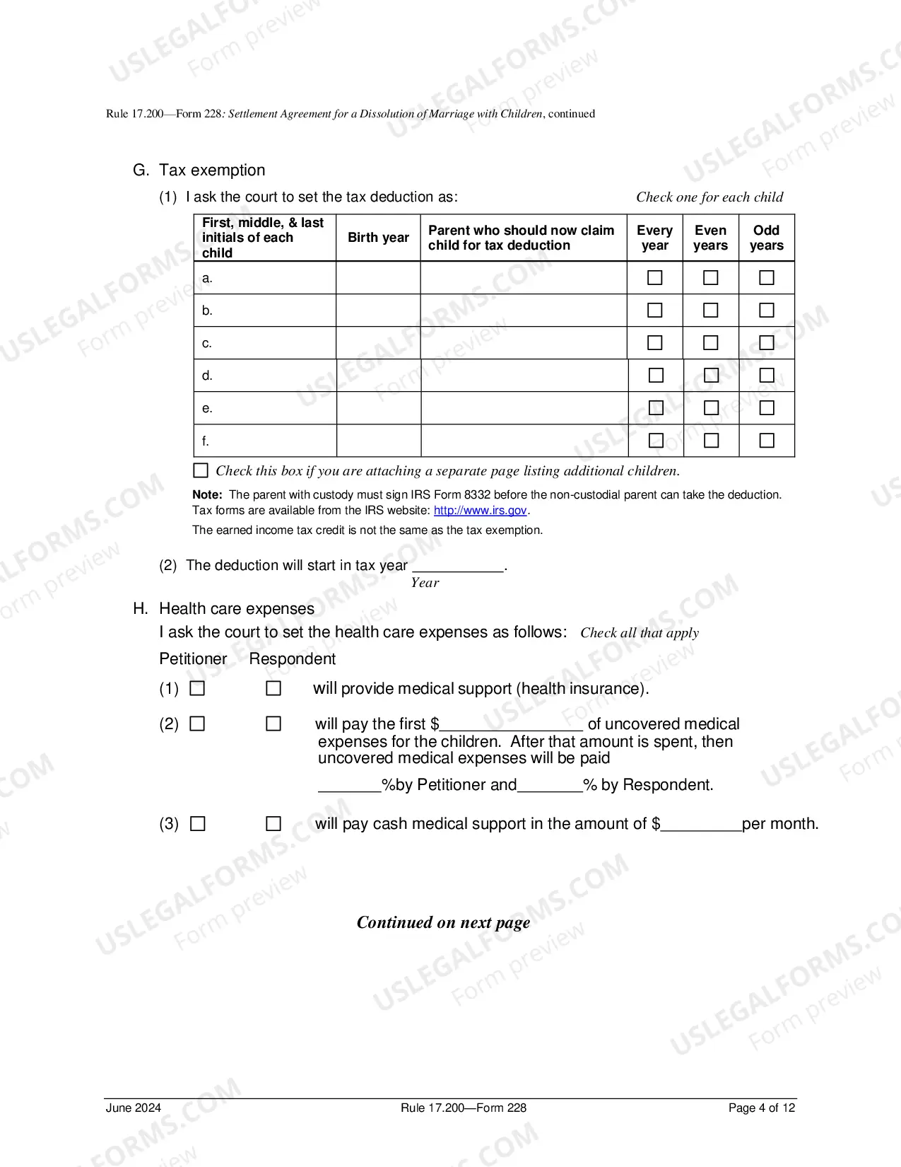 Preview Settlement Agreement For Dissolution of Marriage With Children