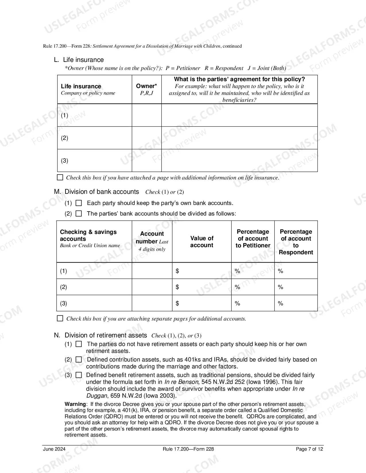 Preview Settlement Agreement For Dissolution of Marriage With Children