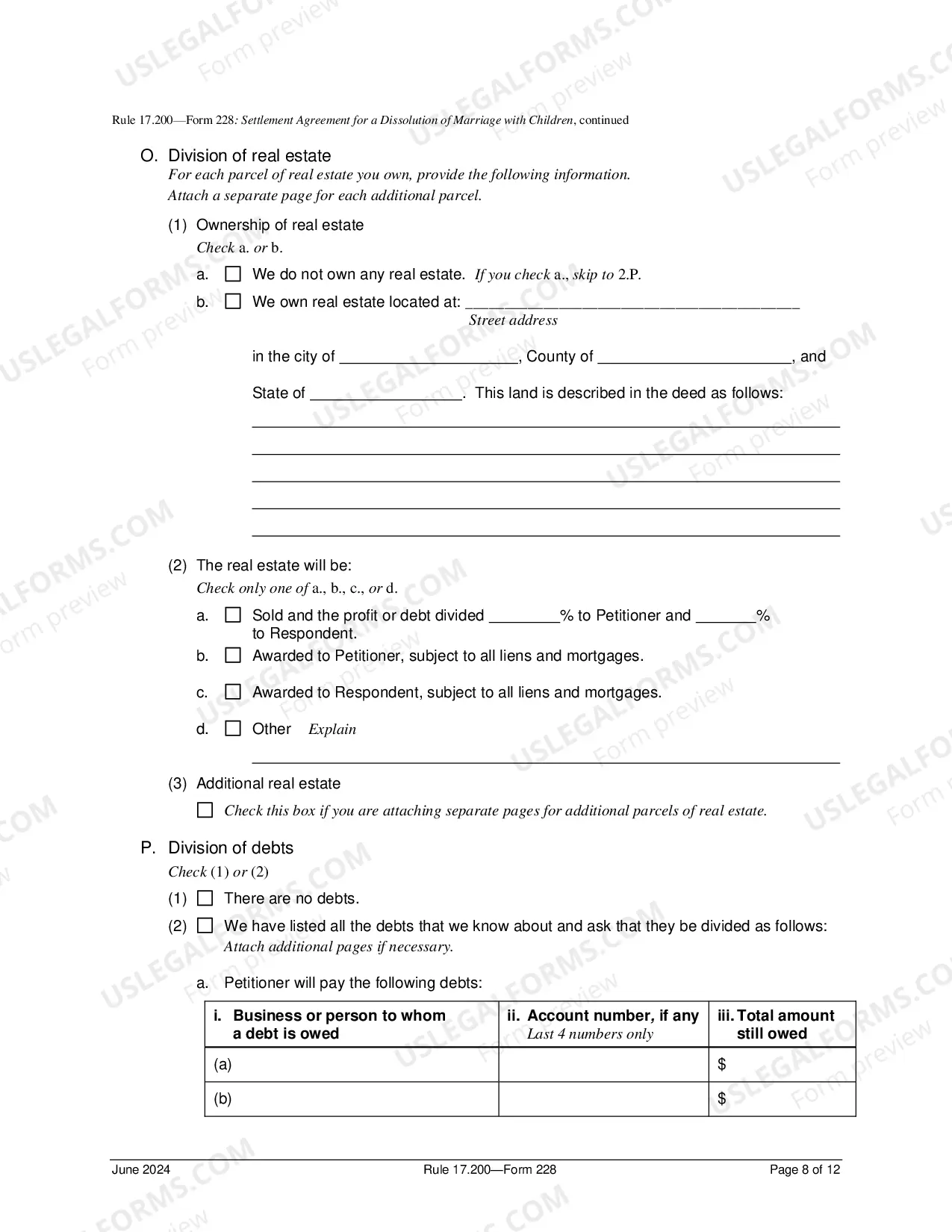 Preview Settlement Agreement For Dissolution of Marriage With Children