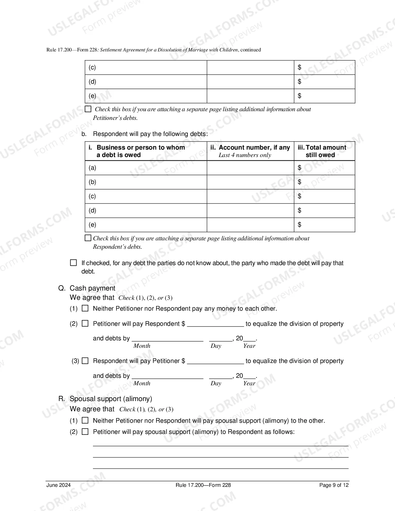 Preview Settlement Agreement For Dissolution of Marriage With Children