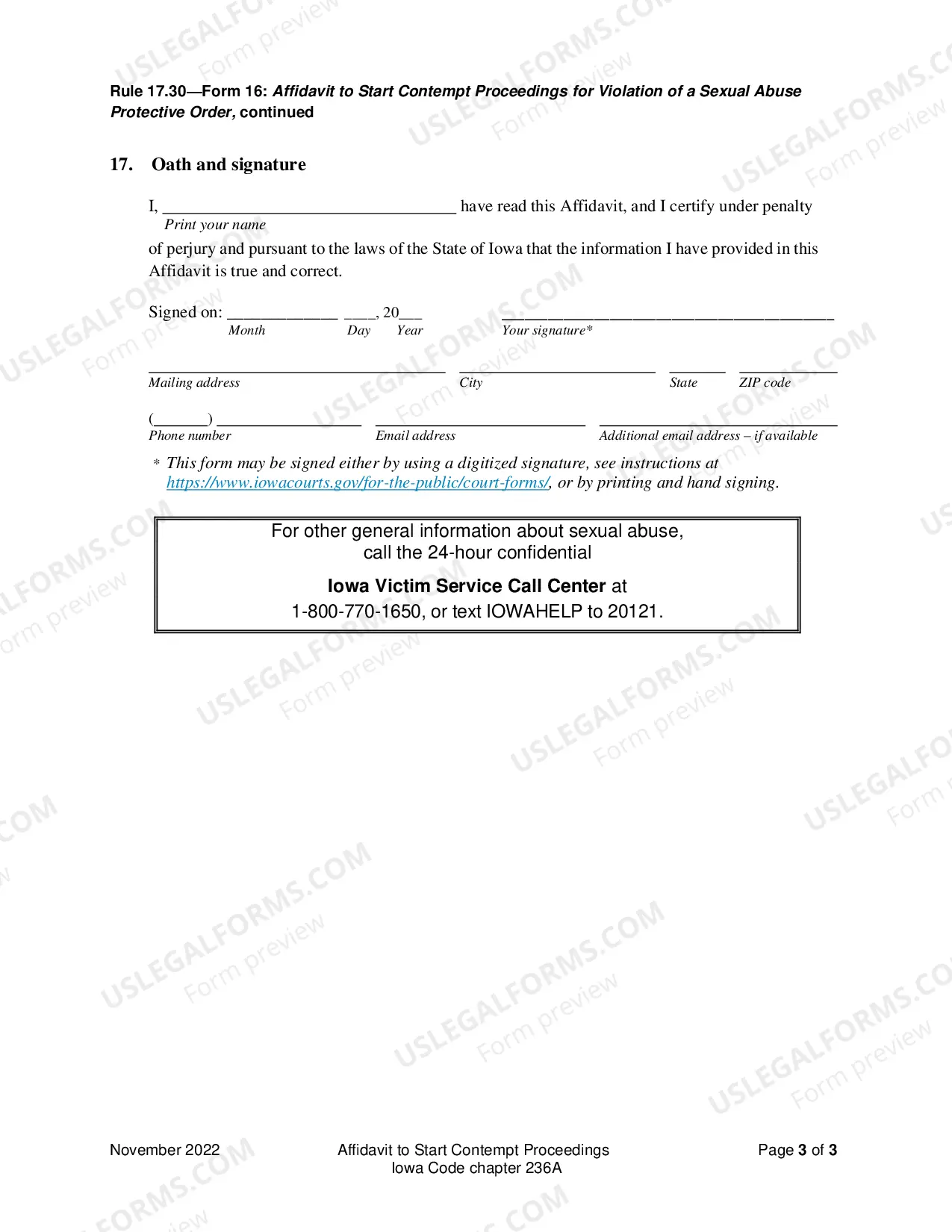 Preview Affidavit To Start Contempt Proceedings Based On Chapter 236 Protective Order