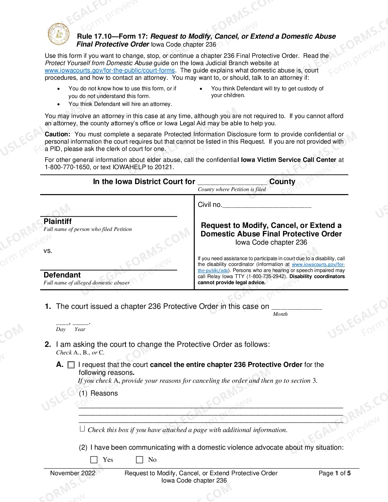 Preview Request To Cancel Or Change Chapter 236 Protective Order