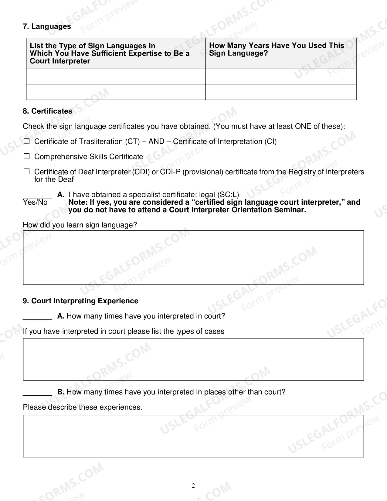 Preview Application To Be A Sign Language Interpreter In Court
