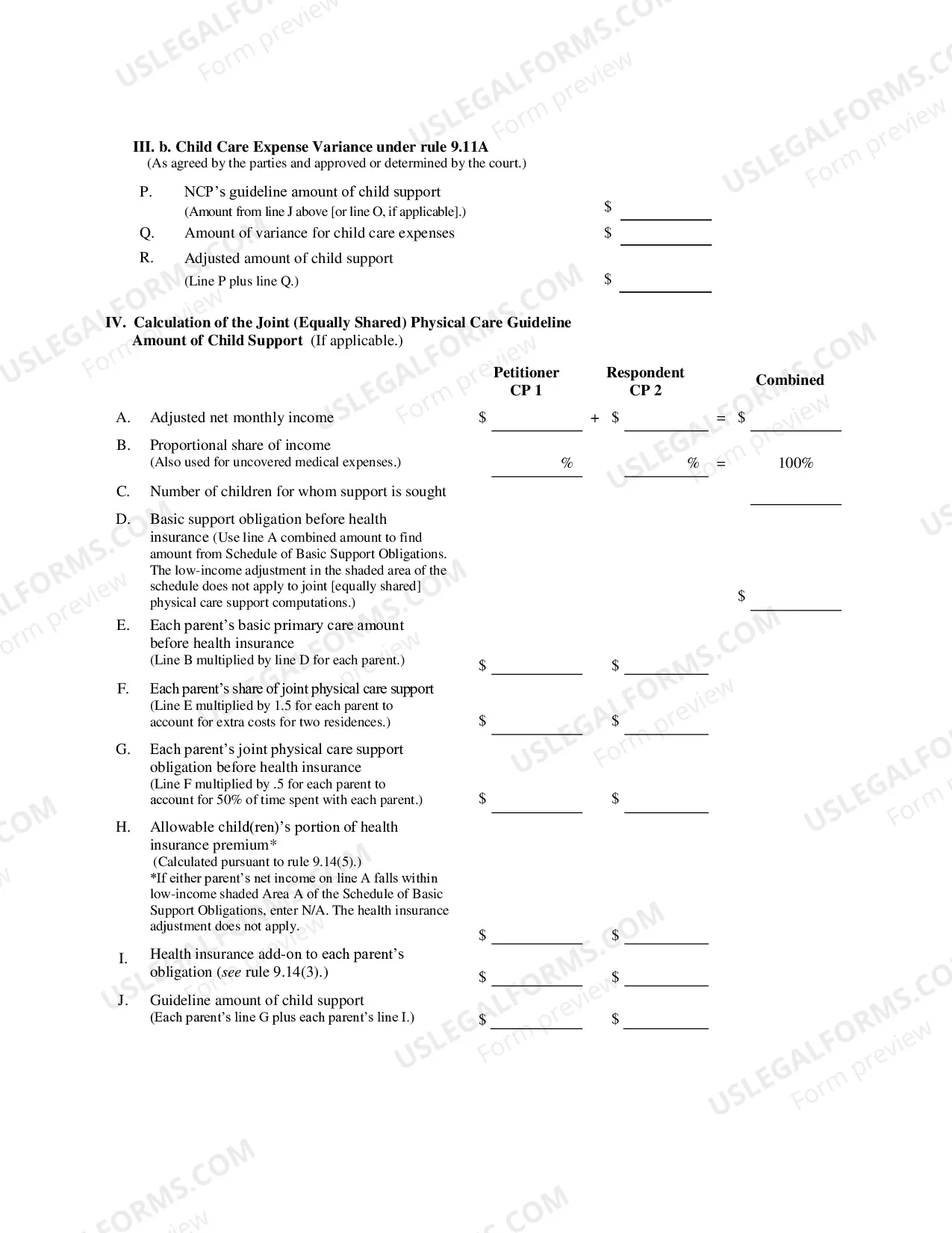 Preview Child Support Guidelines Worksheet (793.56 KB)