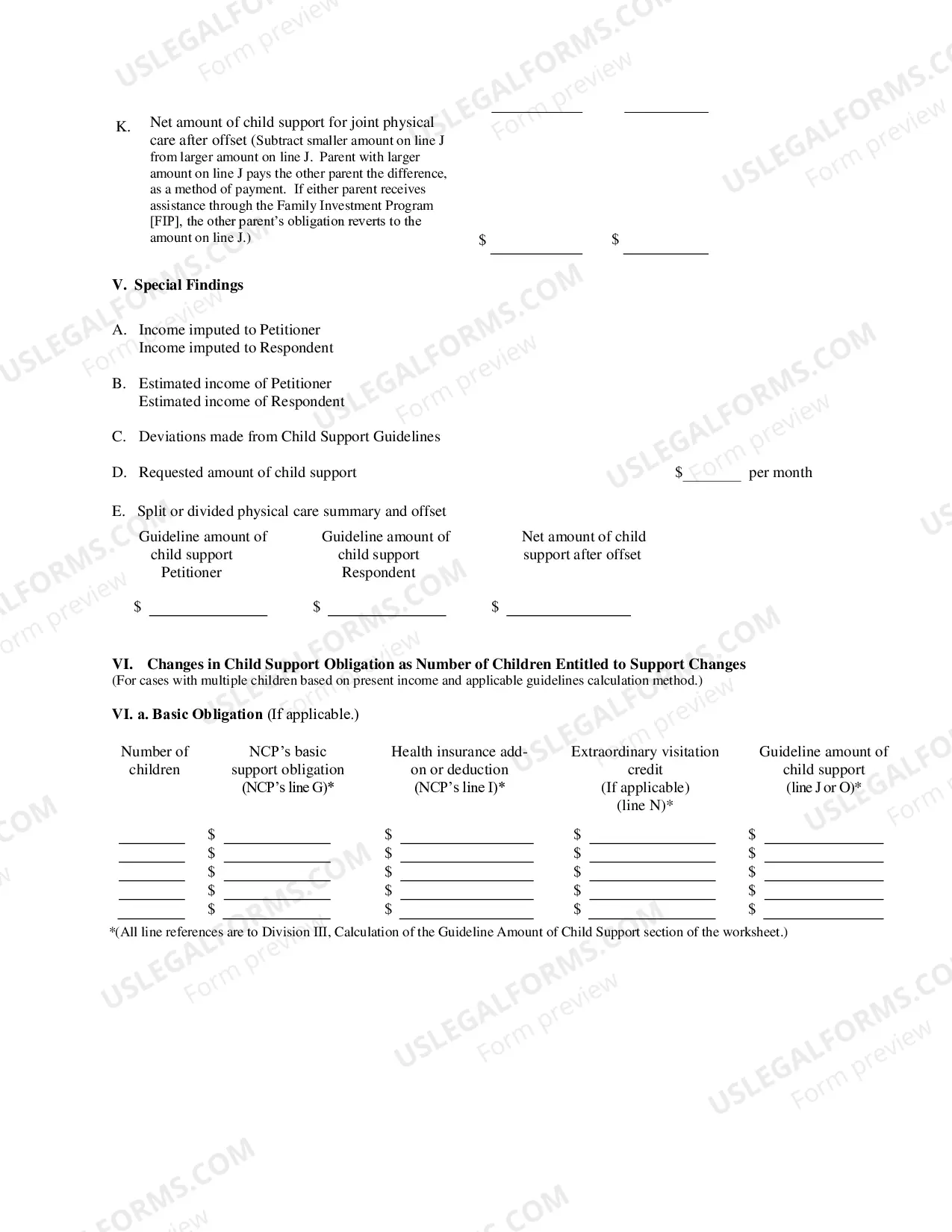 Preview Child Support Guidelines Worksheet (793.56 KB)
