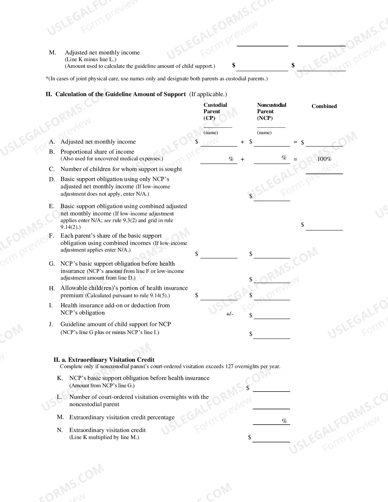 Preview Child Support Guidelines Worksheet (584.81 KB)