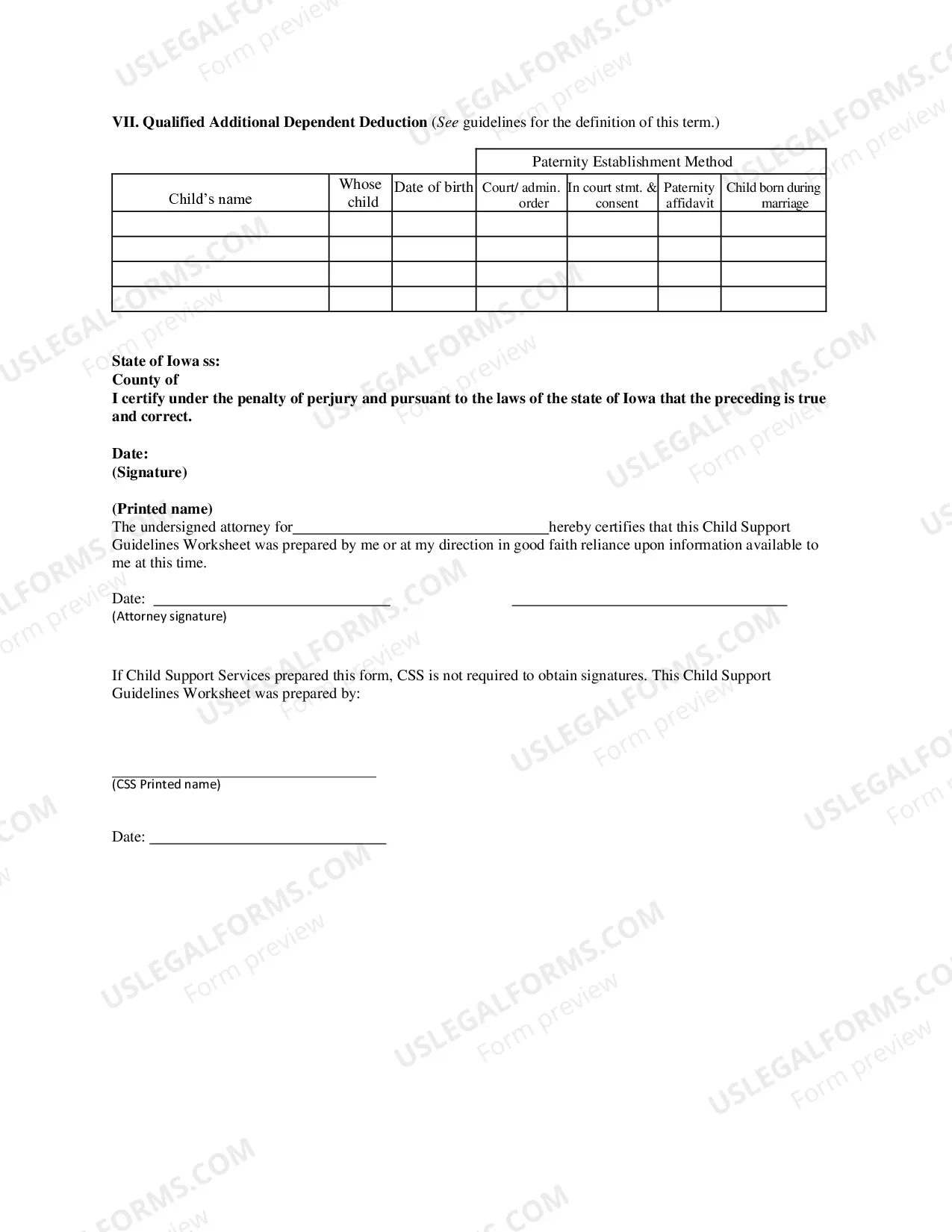 Preview Child Support Guidelines Worksheet (584.81 KB)