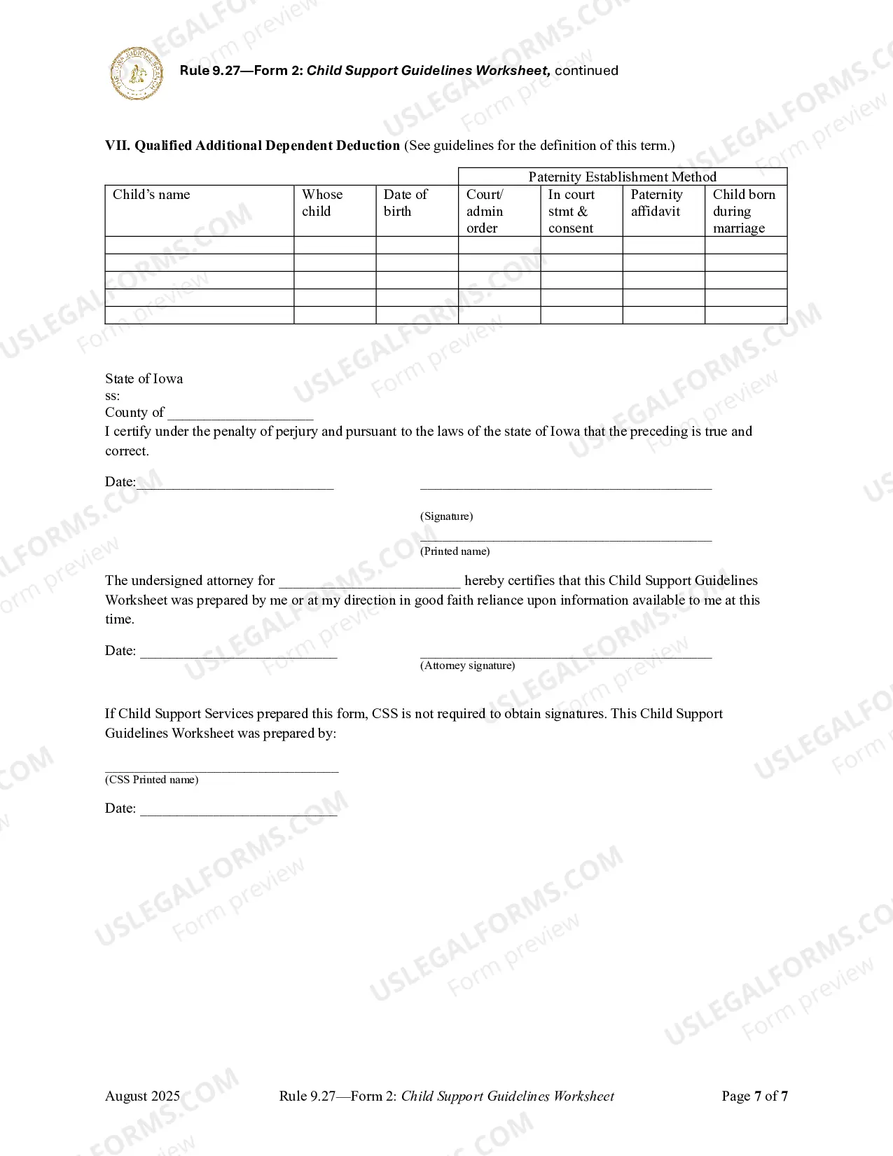 Preview Child Support Guidelines Worksheet (584.81 KB)