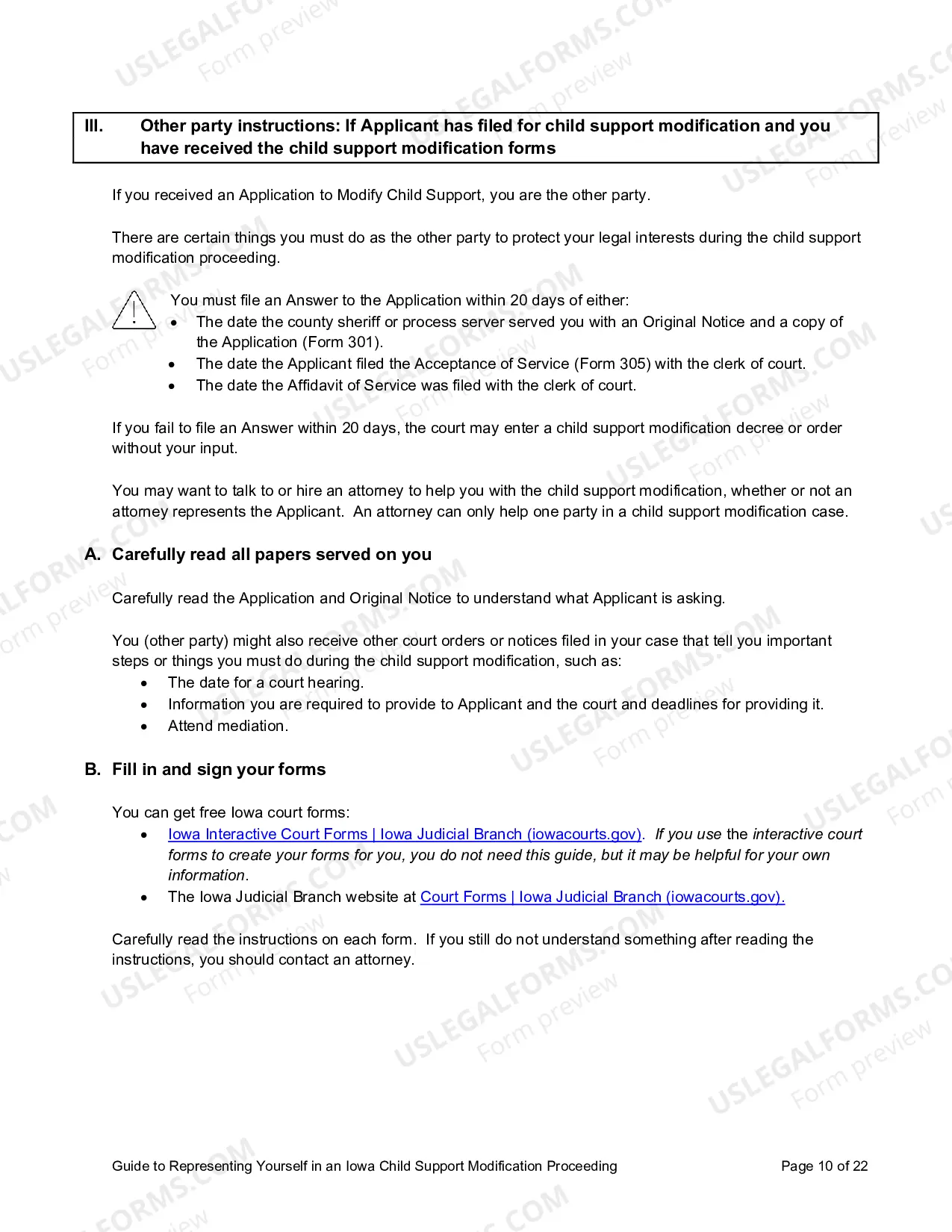 Preview Guide to Representing Yourself in a Child Support Modification Case in Iowa (491.62 KB)