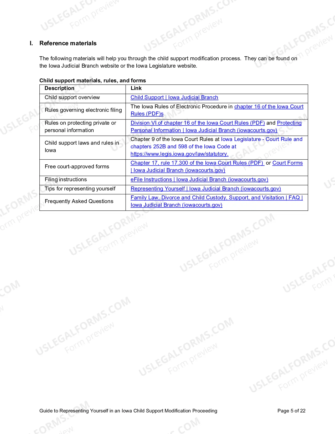Preview Guide to Representing Yourself in a Child Support Modification Case in Iowa (491.62 KB)