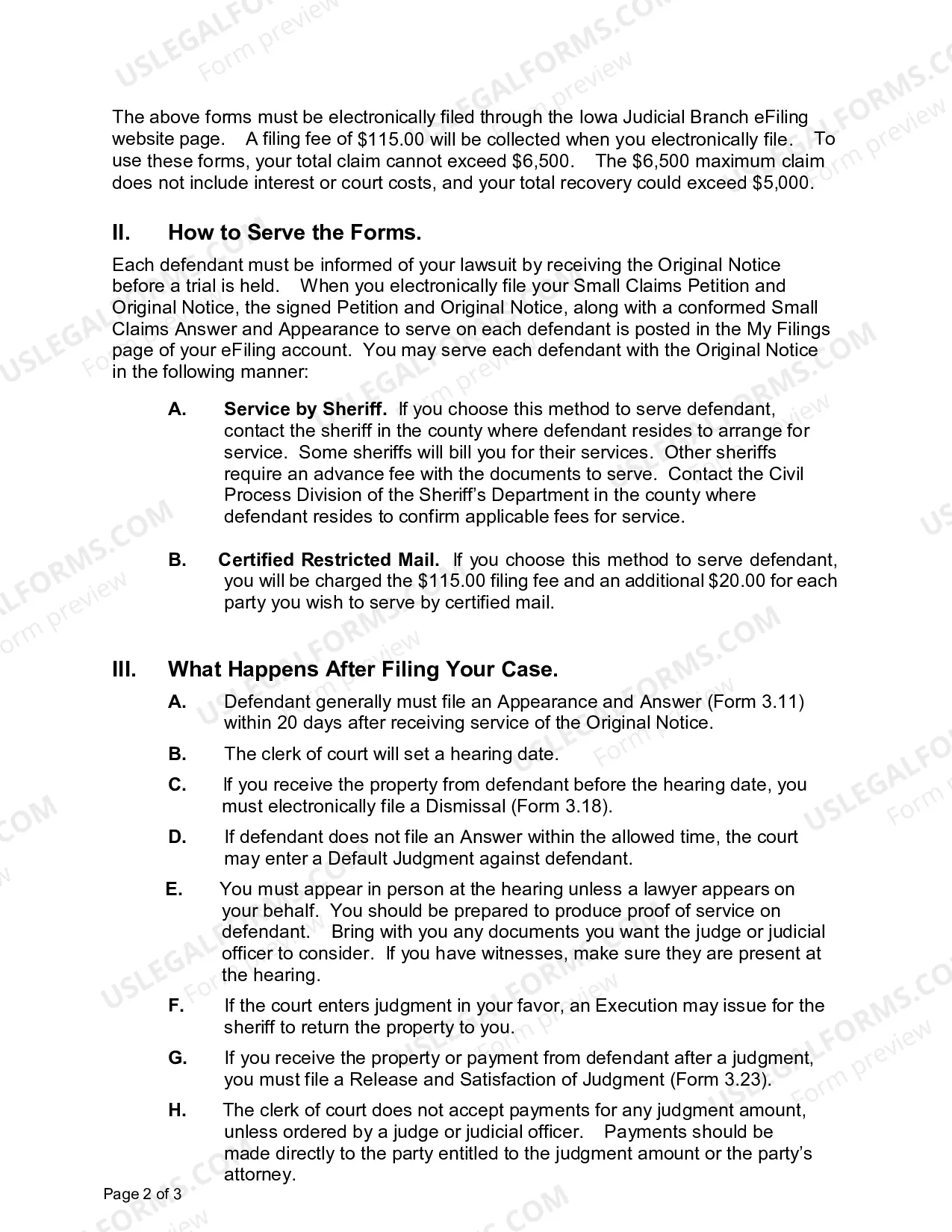 Preview Instructions for Filing a Small Claims Action for Replevin (174.08 KB)