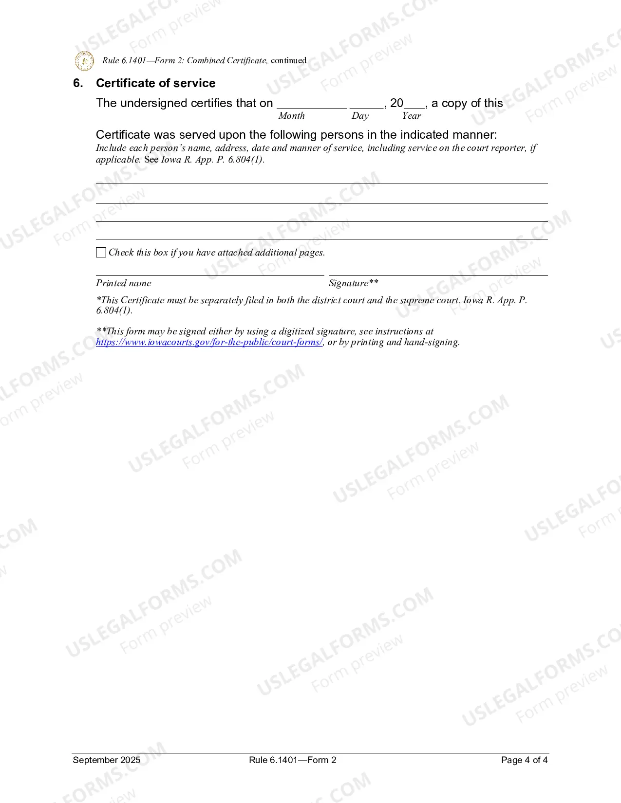 Preview Combined Certificate