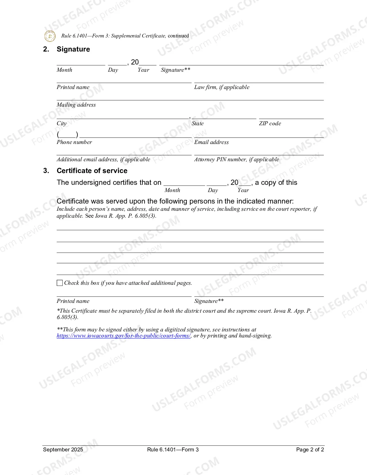 Preview Supplemental Certificate