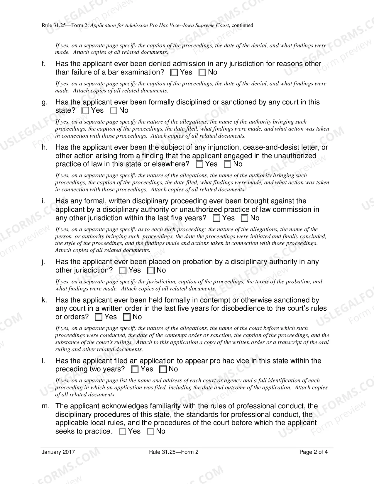 Preview Application For Admission Pro Hac Vice Iowa Supreme Court